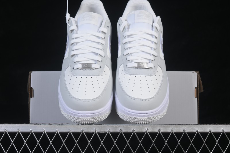 Nike Air Force 1 '07 Low White Grey Embroidery Casual Skateboard Shoes - IB6842-100
