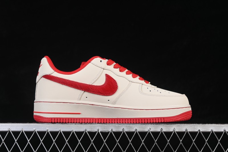 Nike Air Force 1 '07 Low Year of the Horse Limited Edition Cream and Rouge Low-Top Casual Sneakers - NH0601-513