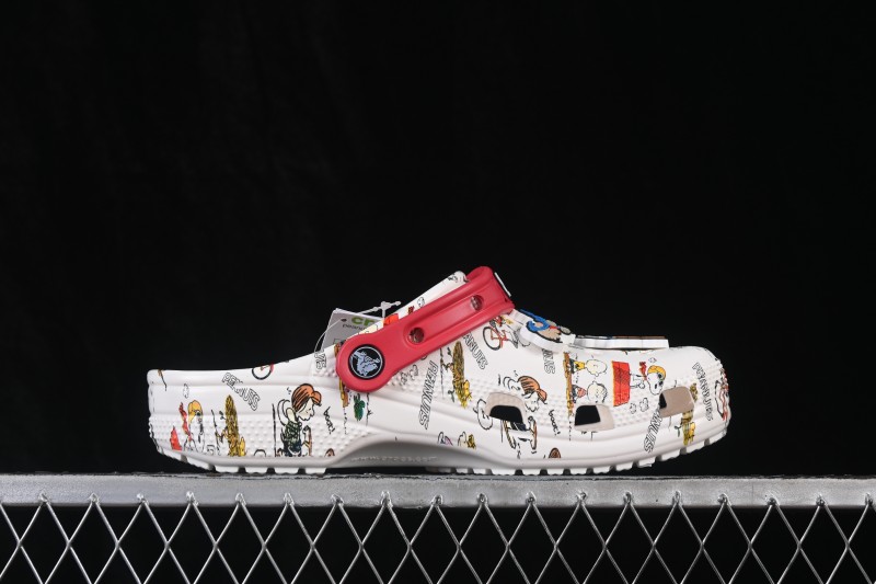 Crocs Peanuts x Classic Clog EVA Casual Slide Sandals with Graphic Print - White Multi Snoopy