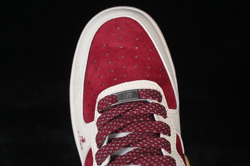 Nike Air Force 1 '07 Low Basketball Lifestyle Shoes in Wine Red and White - HT5088-611