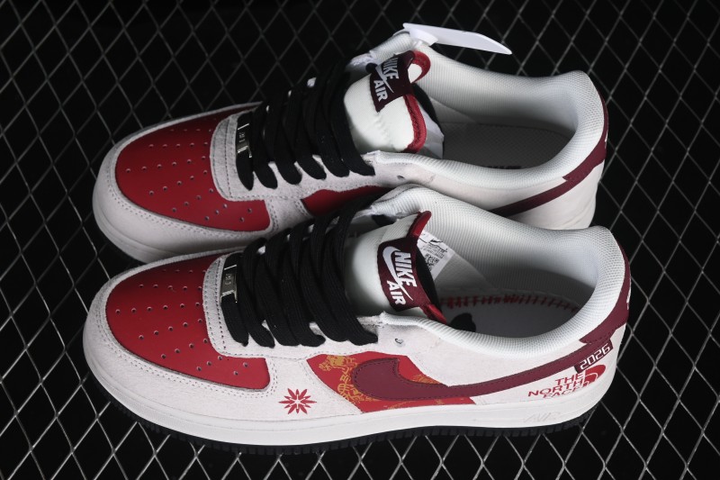 Nike Air Force 1 '07 Low Red and White Contrast Color Blocking Casual Sneakers - JP2026-138