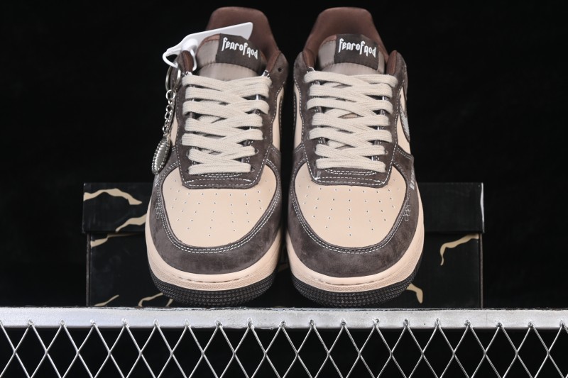 Nike Air Force 1 '07 Low Casual Sneakers in Brown and Light Khaki - KL1688-001