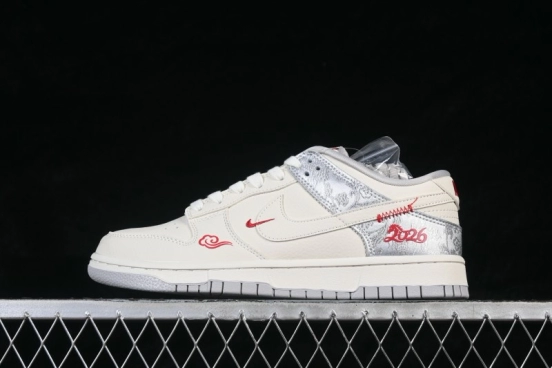 Nike SB Dunk Low Year of the Horse Silver White Chinese Style High-End Custom Low-Top Skateboarding Shoes - DS6608-022
