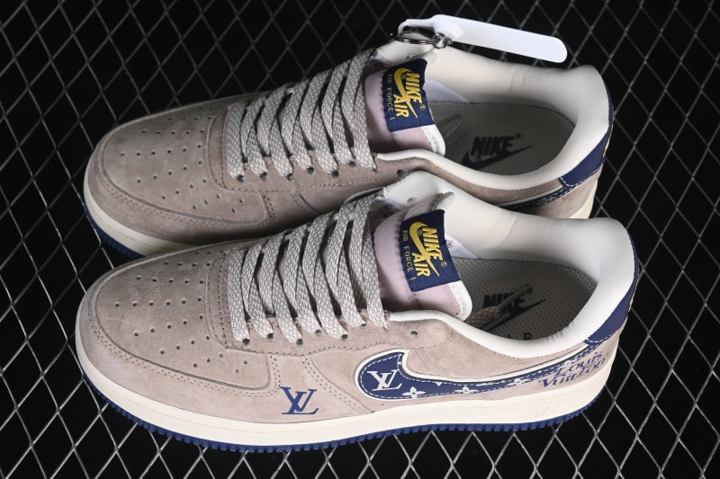 Nike Air Force 1 '07 Low LV Collaboration Grey Blue Pigskin Leather Casual Sneakers - KL1688-004