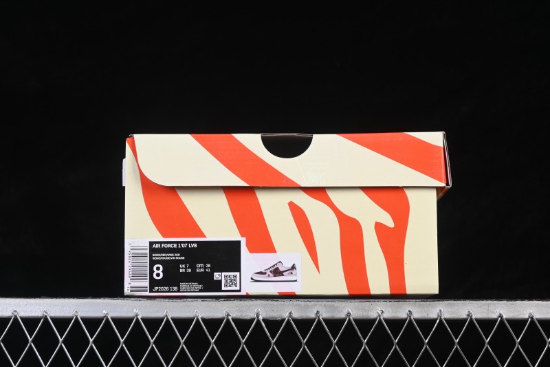Nike Air Force 1 '07 Low Red and White Contrast Color Blocking Casual Sneakers - JP2026-138
