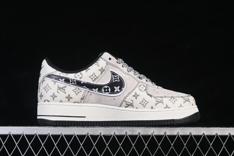 Nike Air Force 1 '07 Low Casual Sneakers with Gray and White Patterned Design - SY1388-030