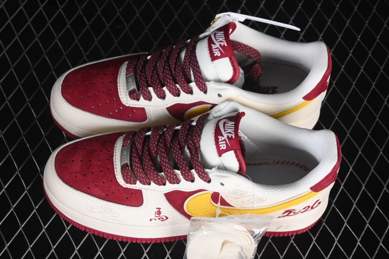 Nike Air Force 1 '07 Low Basketball Lifestyle Shoes in Wine Red and White - HT5088-611