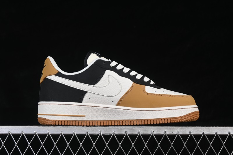Nike Air Force 1 '07 Low White Wheat Black Panel Casual Sneakers - IH0687-700