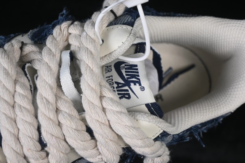 Nike Air Force 1 '07 Low Hand-Painted Ace Denim Skateboarding Shoes - FB0607-909