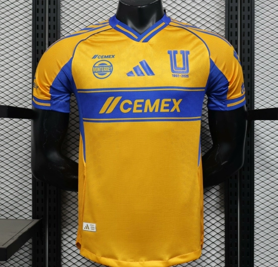Player Version 25/26 Tigres UANL Home Yellow with Blue Stripes Jersey