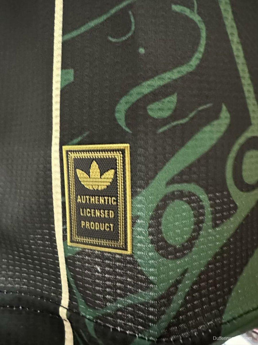 Player Version 2025 Mexico Black with Red-Green Aztec Pattern Jersey