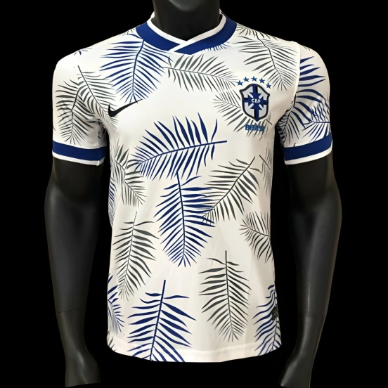 Player Version 2025 Brazil White with Palm Leaf Pattern Jersey