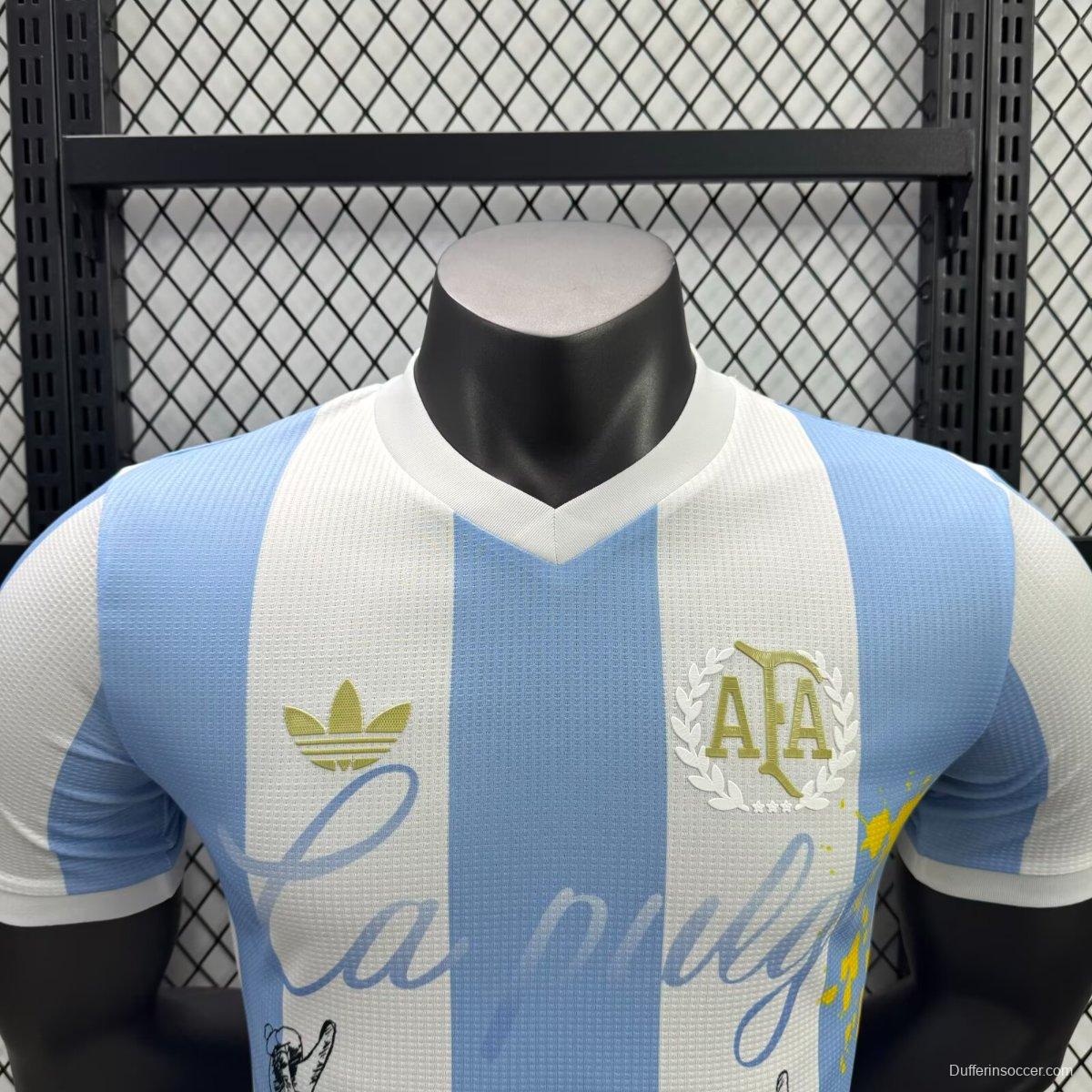 Player Version 2025 Argentina Home Sky Blue with Messi Celebration Print Jersey