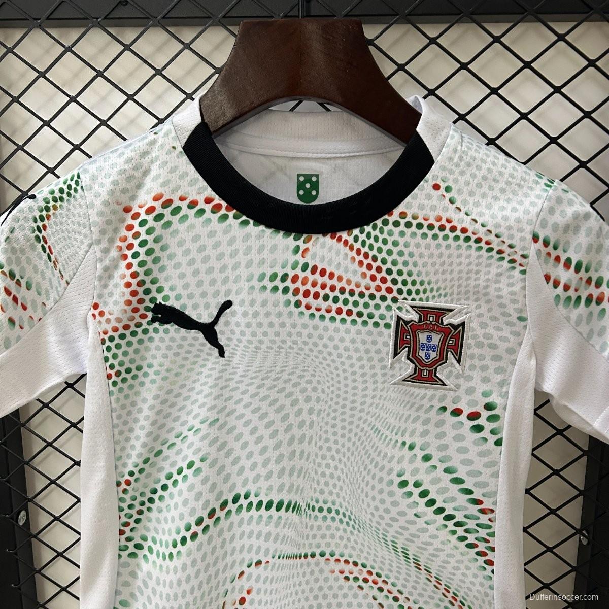 2025 Kids Portugal Away White Jersey