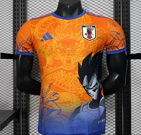 Player Version 2025 Japan Orange with Dragon Ball Z Vegeta Character Jersey