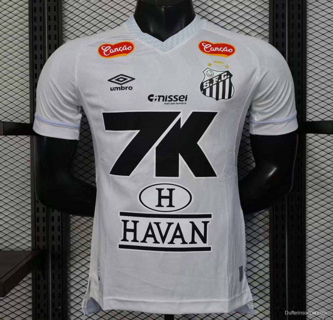 Player Version 25/26 Santos Home Jersey With Full Sponsors