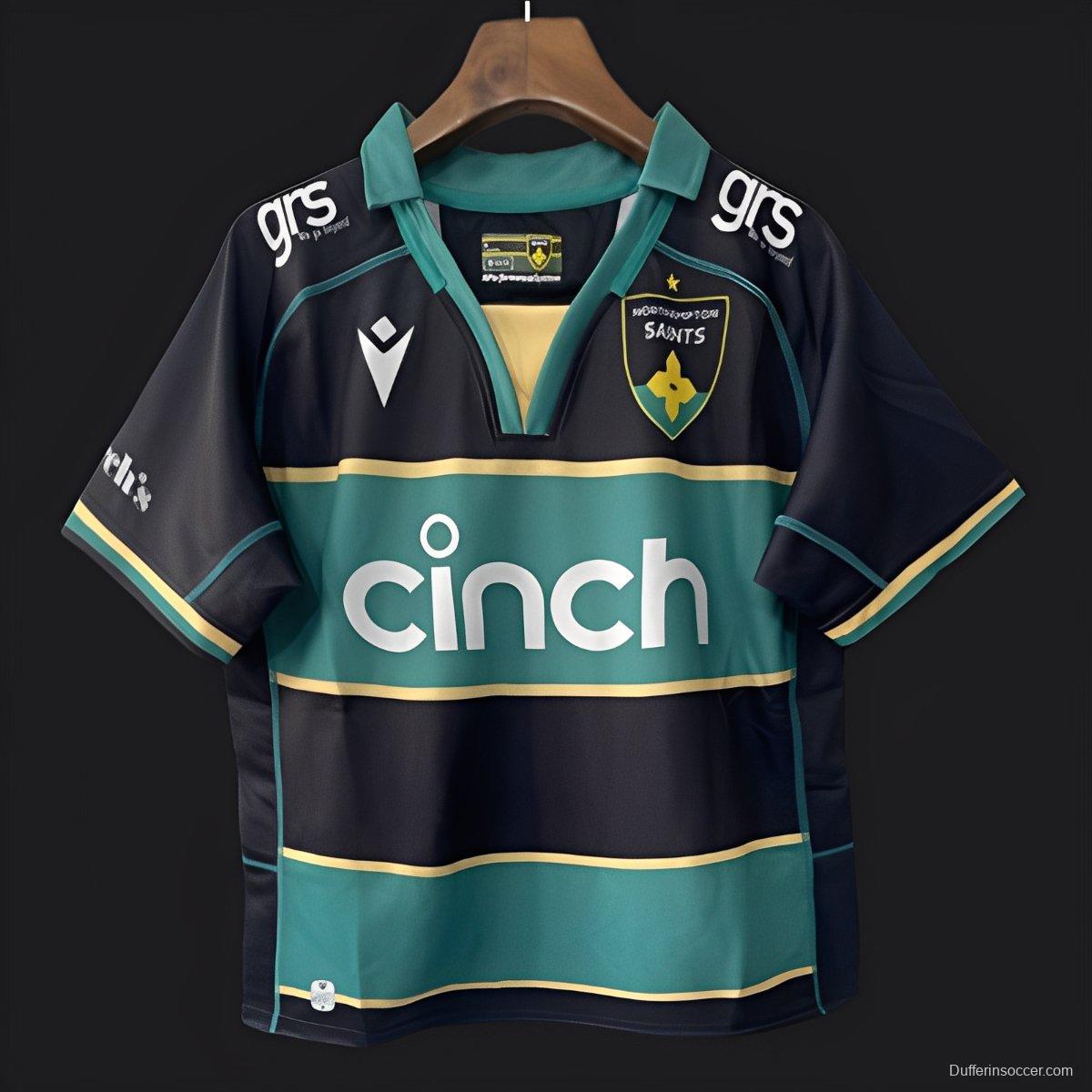 25/26 Northampton Saints Green with Black and Gold Hooped Jersey
