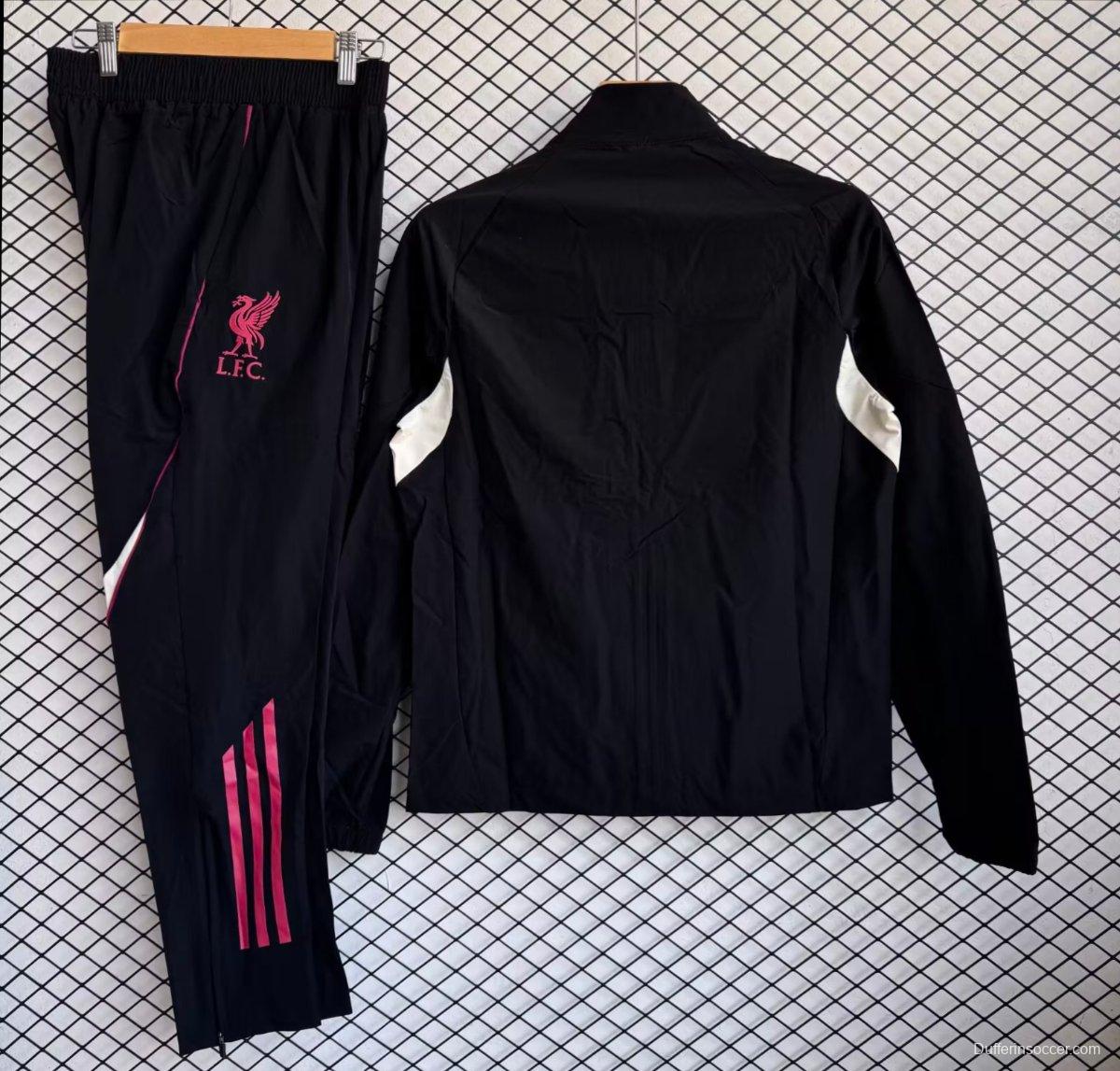 25/26 Liverpool Black with Pink Full zipper Jacket Tracksuit+ long pants