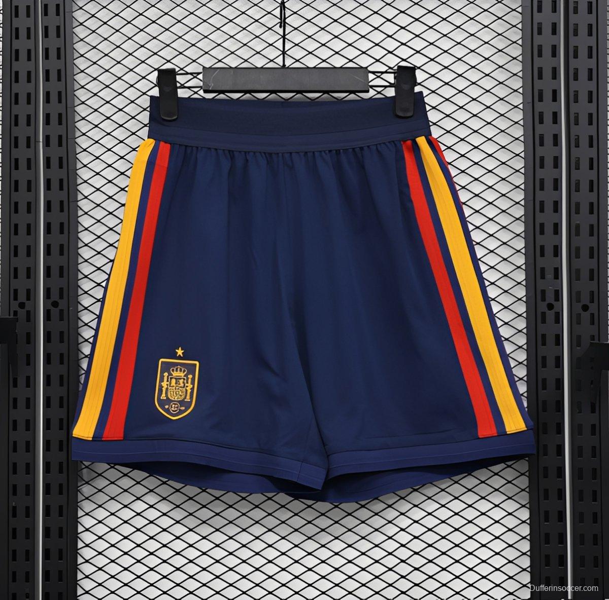 2026 Player Version Spain Navy Blue with Red Yellow Stripes Shorts
