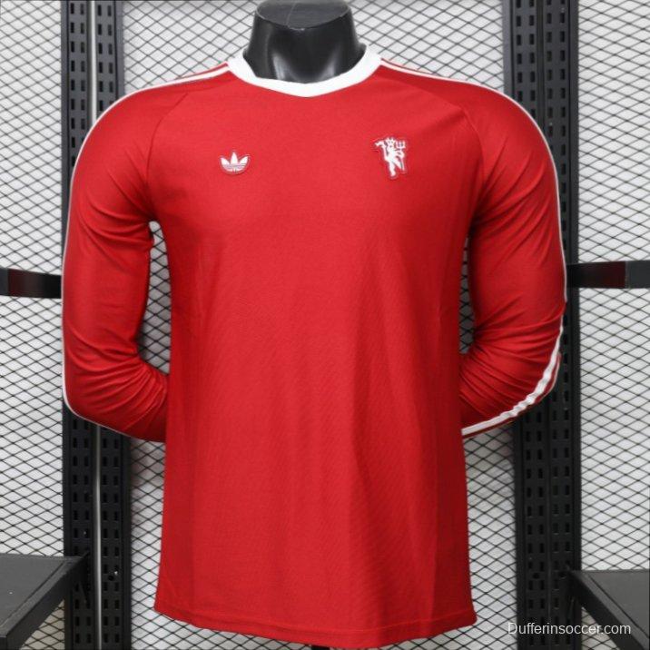 Player Version 2026 Manchester United Red Long Sleeve Adidas Originals Retro Special Edition Jersey