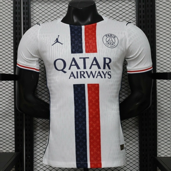 Player Version 26/27 Paris Saint-Germain Away  White & Navy/Red Stripe Special Edition Jersey