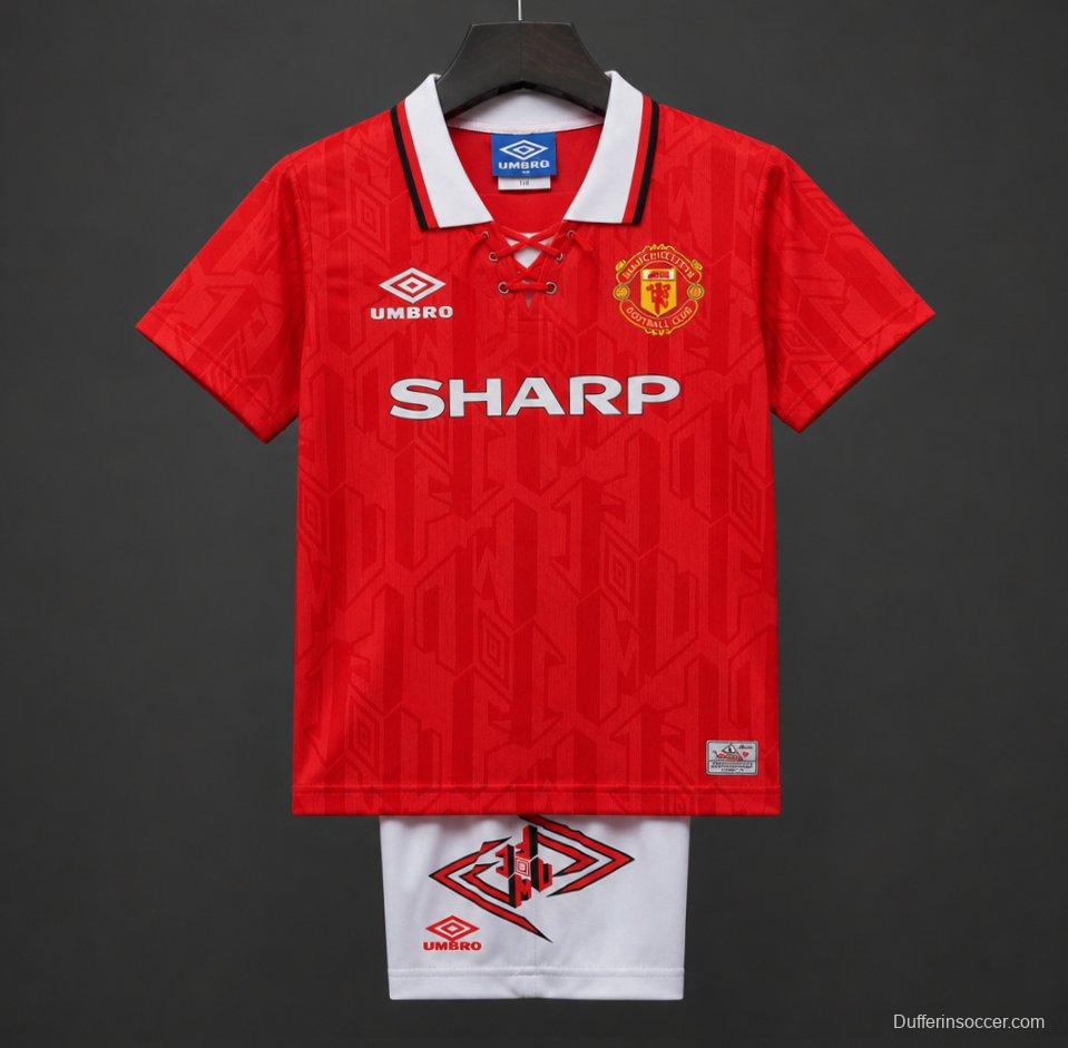 Retro Kids 92/94 Manchester United Red Home Jersey