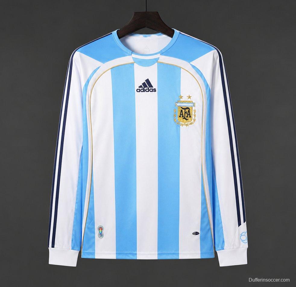 Retro 2006 Argentina Home Long SLeeve Jersey