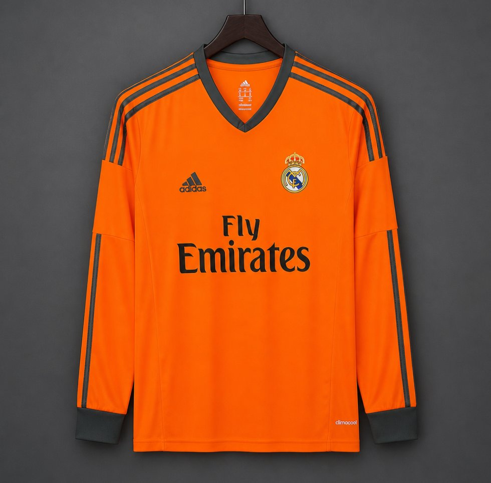 Retro 13/14 Real Madrid Third Orange Long Sleeve Jersey Worn By Ronaldo