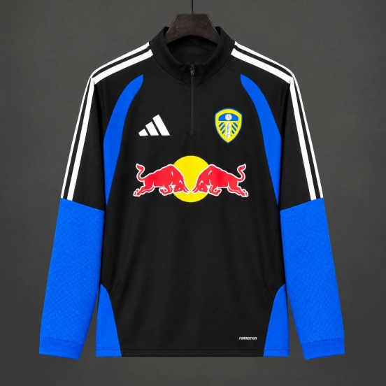 26/27 Leeds United Navy Blue Red Bull Half-Zip Training Top